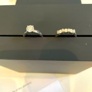 Platinum diamond ring & platinum wedding band.